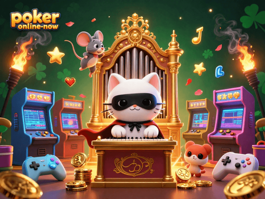 Engage in vibrant gaming with poker-online-now at this stunning 3D casino scene.