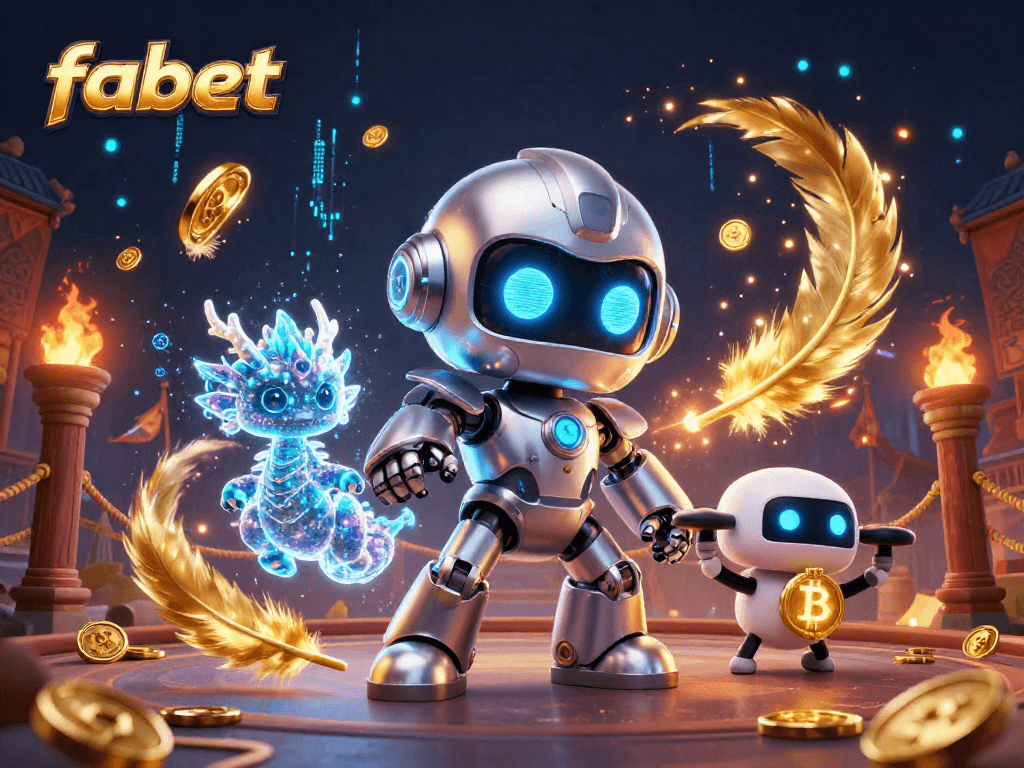 Engage with fabet's gaming experience in a vibrant, dynamic 3D casino scene.