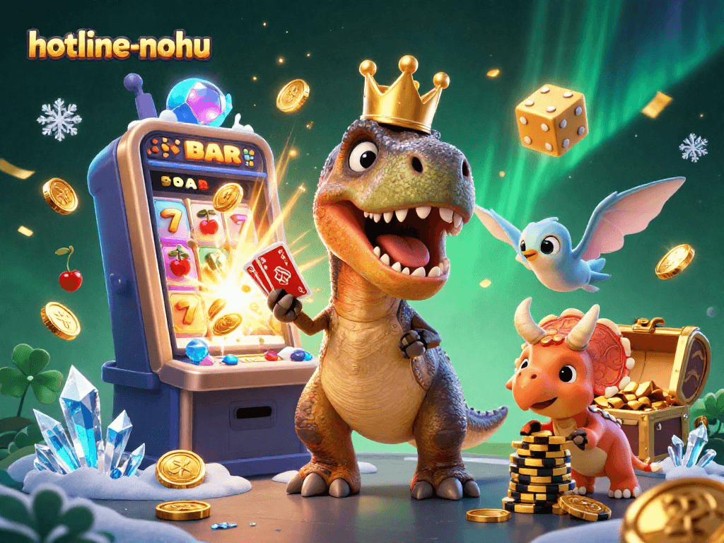 Experience thrilling gameplay with hotline-nohu in this vibrant casino scene featuring dinosaurs and gaming fun.