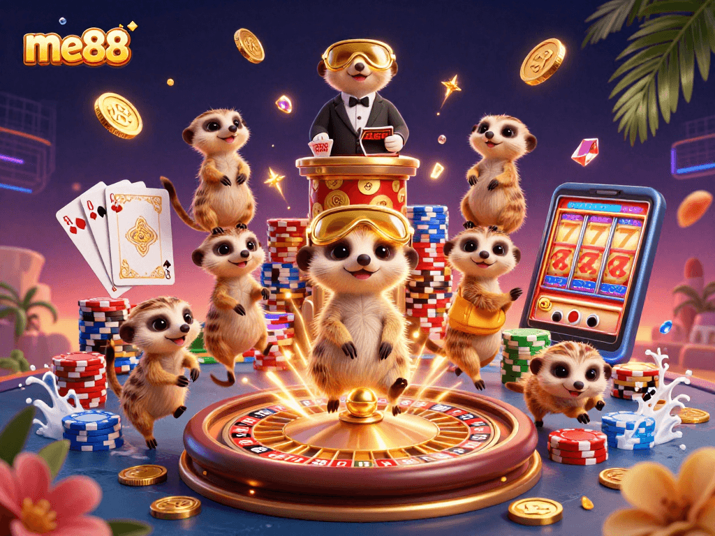 Join the excitement at me88 with engaging meerkats running casino games and capturing winning moments