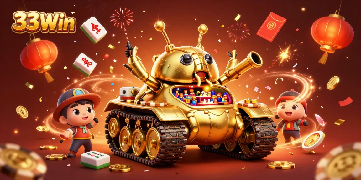 Join the adventure in 33Win's vibrant casino tank with fireworks and festive elements.