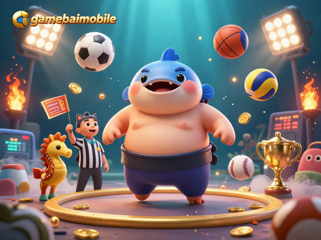 Experience thrilling game action with gamebaimobile's underwater casino scene featuring a fugu referee.