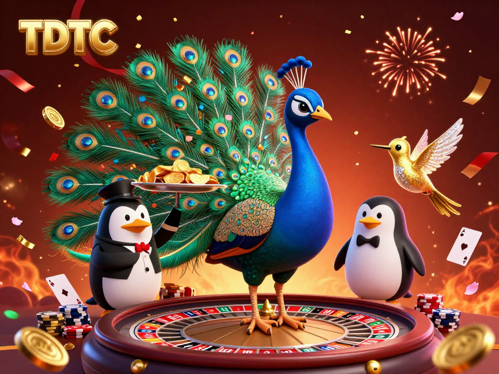 Engage with TDTC's vibrant casino world, showcasing colorful chips and dynamic roulette elements.