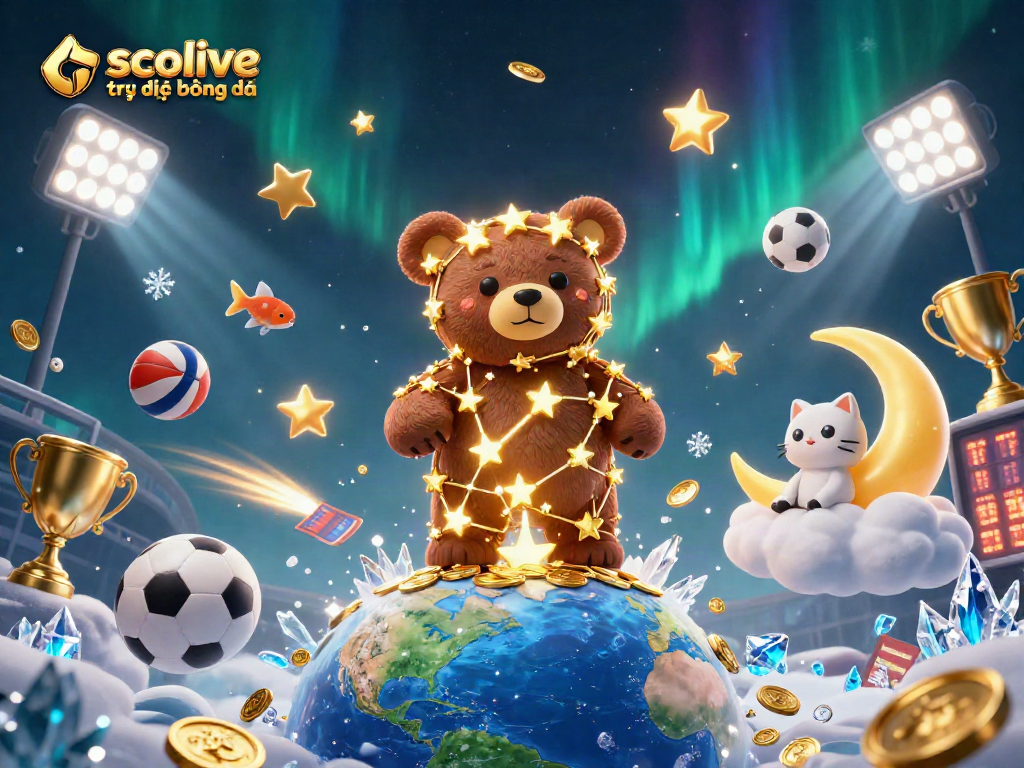 socolive trực tiếp bóng đá features dynamic sports and gambling elements with vibrant characters and visuals