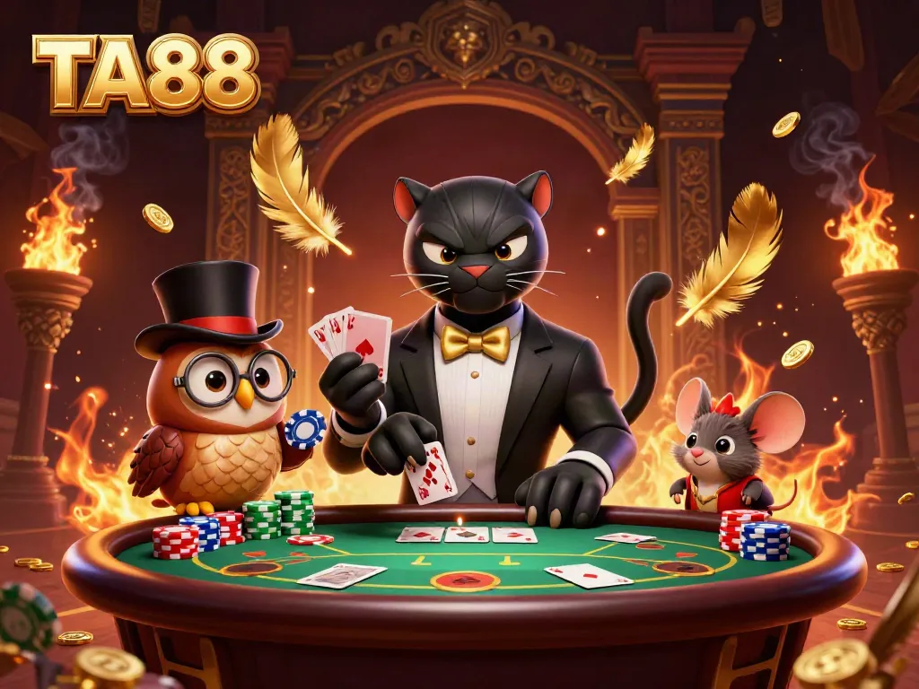 TA88 showcases a stylish black panther dealing cards at an engaging poker table.