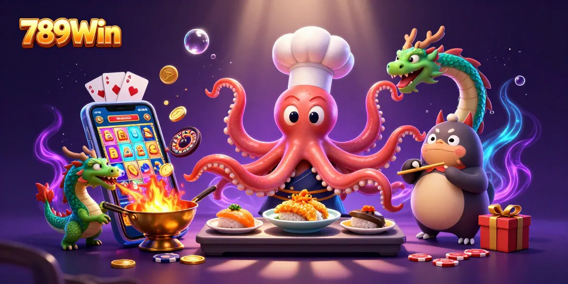 Engage in thrilling gameplay at 789Win with a vibrant 3D illustration showcasing captivating casino elements.