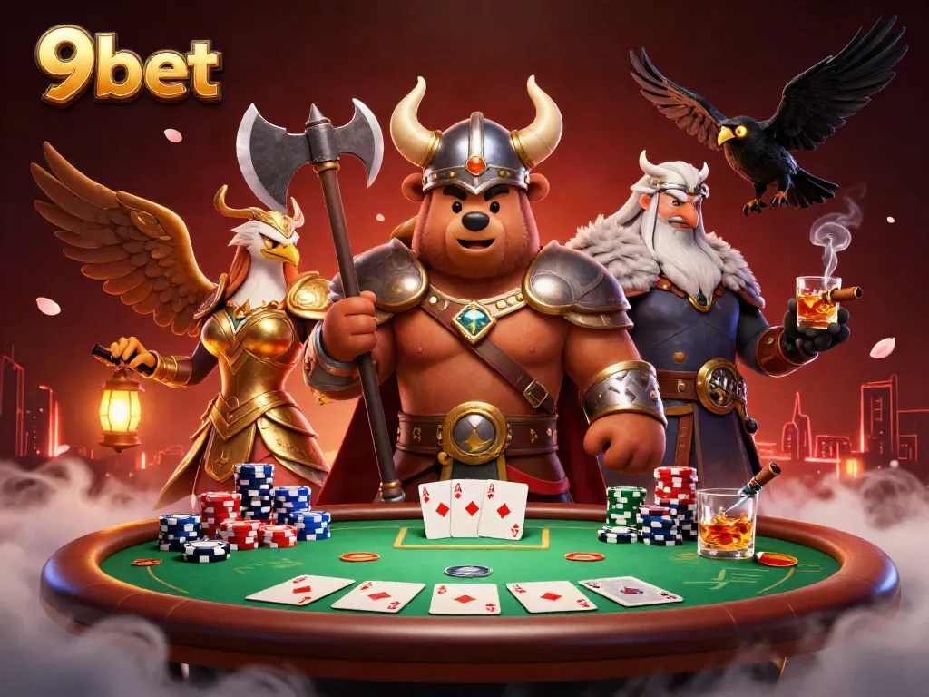 Experience high-stakes action at 9bet with vibrant casino elements and bold characters.