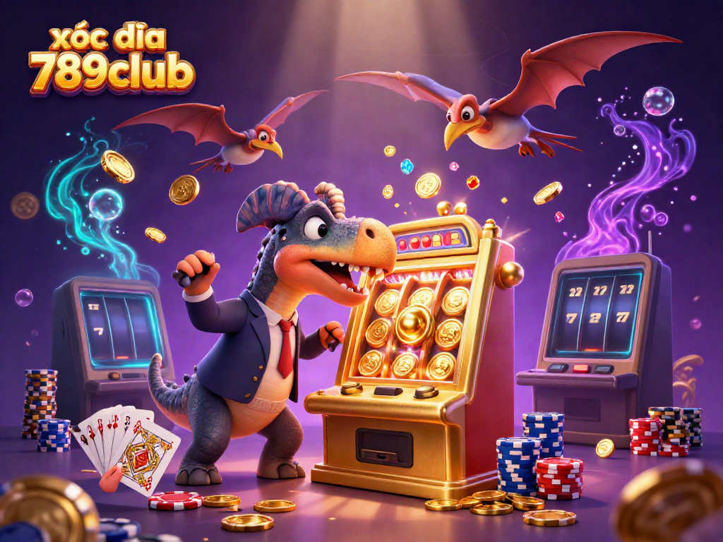 Experience the excitement of xóc đĩa 789club with a playful 3D illustration of characters amidst winning moments.