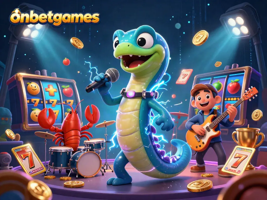 Experience the thrill of onbetgames with a vibrant underwater casino scene featuring a DJ electric eel.