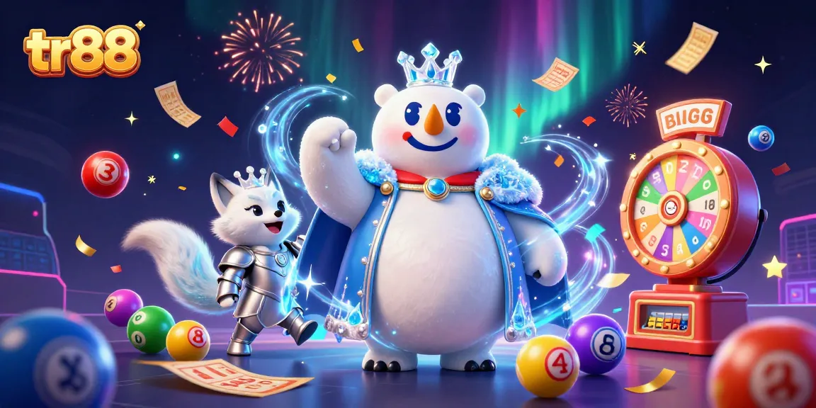 Engage with tr88 as a vibrant lottery scene showcases winnings under a magical aurora.