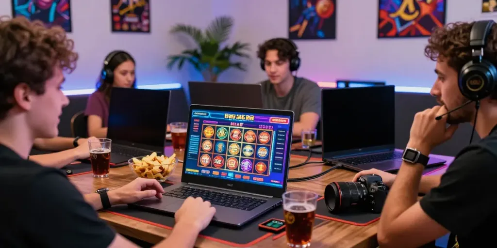 Players enjoying the vibrant gaming experience on 9bet.com with exciting slots and poker.