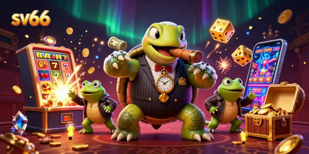 Experience sv66 with the vibrant, energetic characters enjoying a casino jackpot celebration