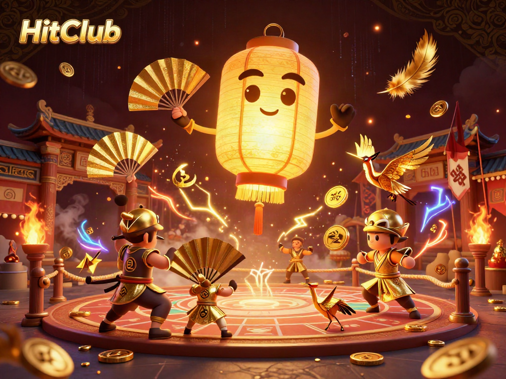 Experience the thrill of HitClub in a vibrant casino scene with dynamic gaming elements and lucky symbols.