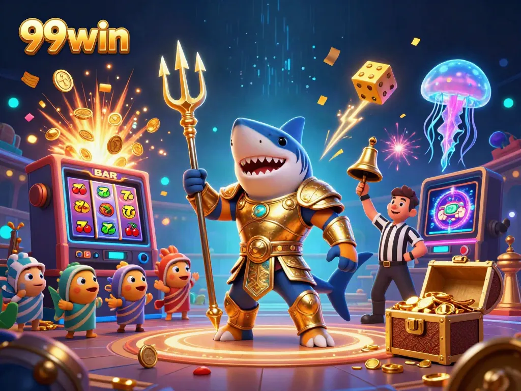 Experience the thrilling world of 99win with an epic underwater casino scene bursting with excitement and rewards.