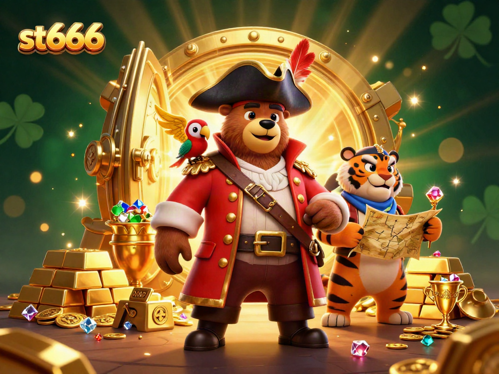 Engage with st666's vibrant 3D casino illustration showcasing dynamic gambling elements and characters