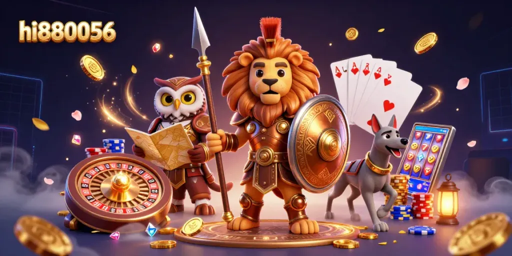 Experience the excitement of hi880056 with a captivating 3D casino scene showcasing thrilling gaming action.