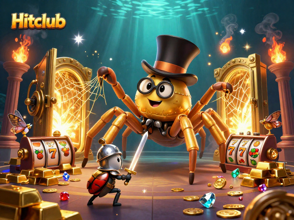 Engage with Hitclub's thrilling slots experience featuring an exciting 3D casino scene.