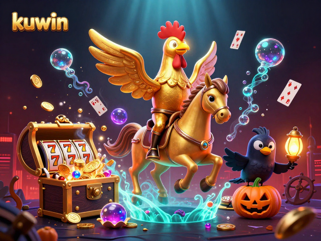 Kuwin's dazzling casino illustration features vibrant characters and exciting gaming elements