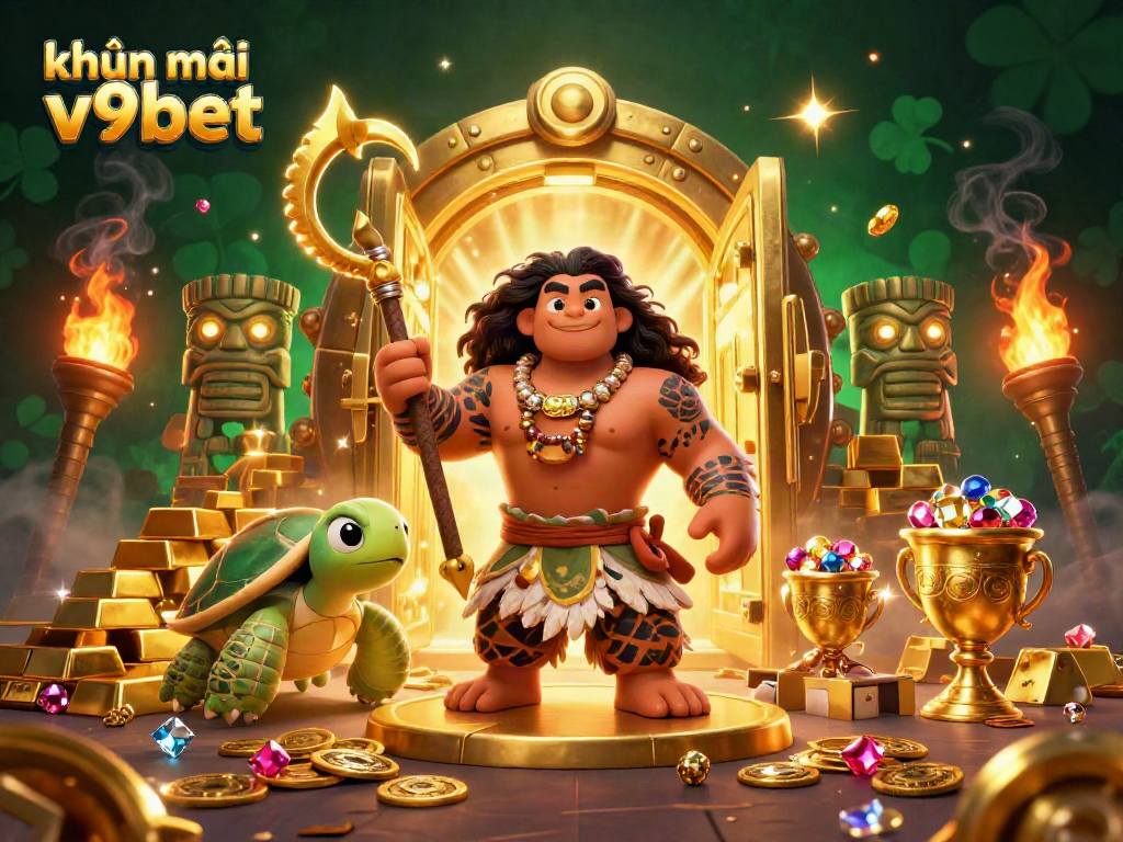 Engage in the excitement of khuyến mãi v9bet with vibrant casino elements and cartoon characters.
