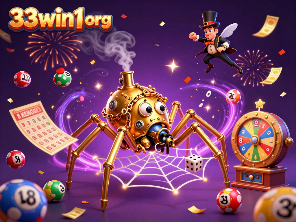 Experience exciting games at 33win1 org with immersive visuals of steampunk themes and vibrant lottery elements.