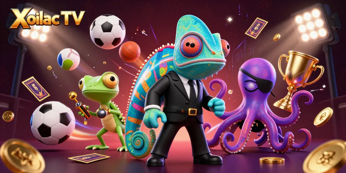 Xoilac TV presents an engaging live sports betting scene with dynamic characters and vibrant elements.