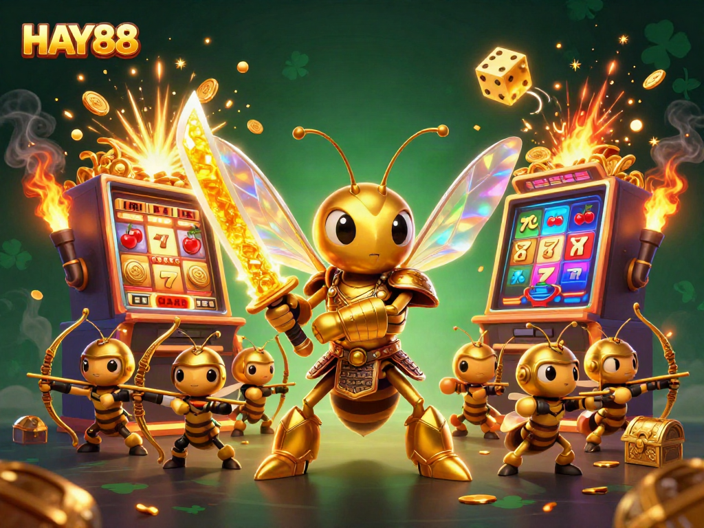 Experience the excitement of HAY88 with a vibrant 3D casino illustration showcasing a jackpot scene.