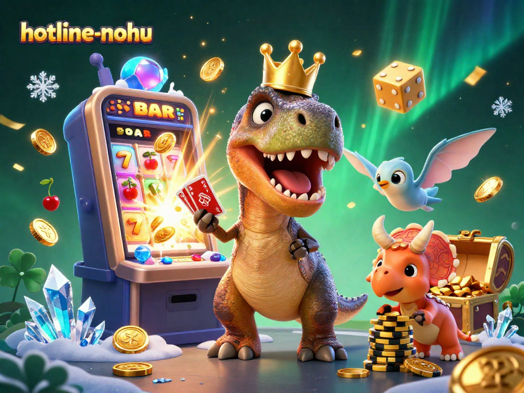 Experience thrilling gameplay with hotline-nohu in this vibrant casino scene featuring dinosaurs and gaming fun.