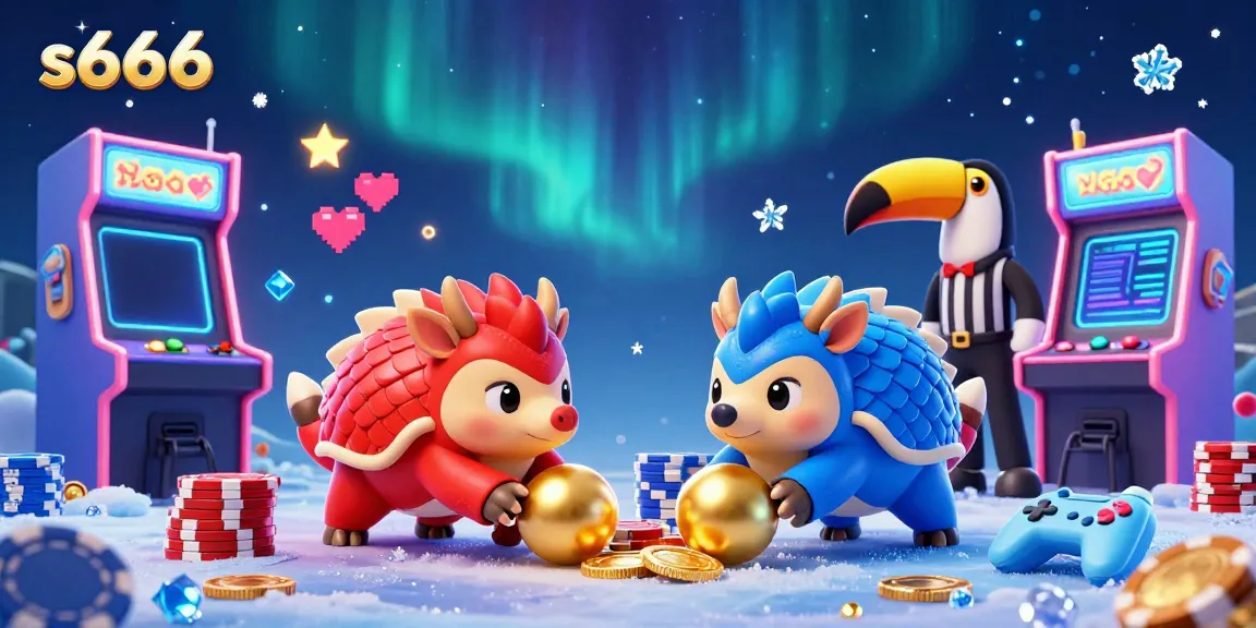 Experience thrilling gaming action at s666 with rival pangolins competing over poker chips.
