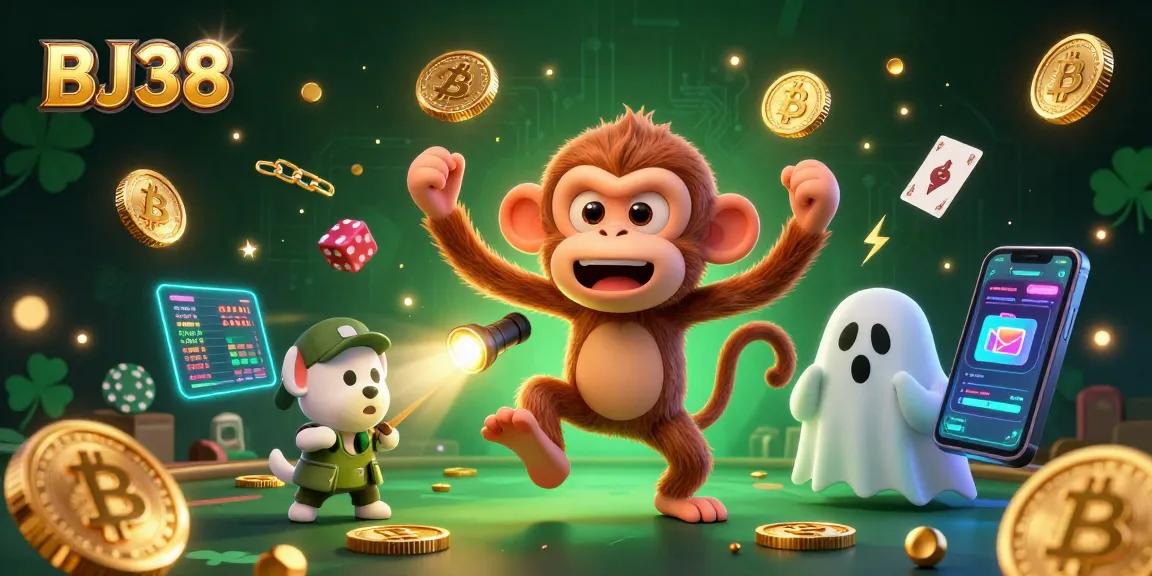 Engage in thrilling bets at BJ38 while navigating through a lively haunted casino.