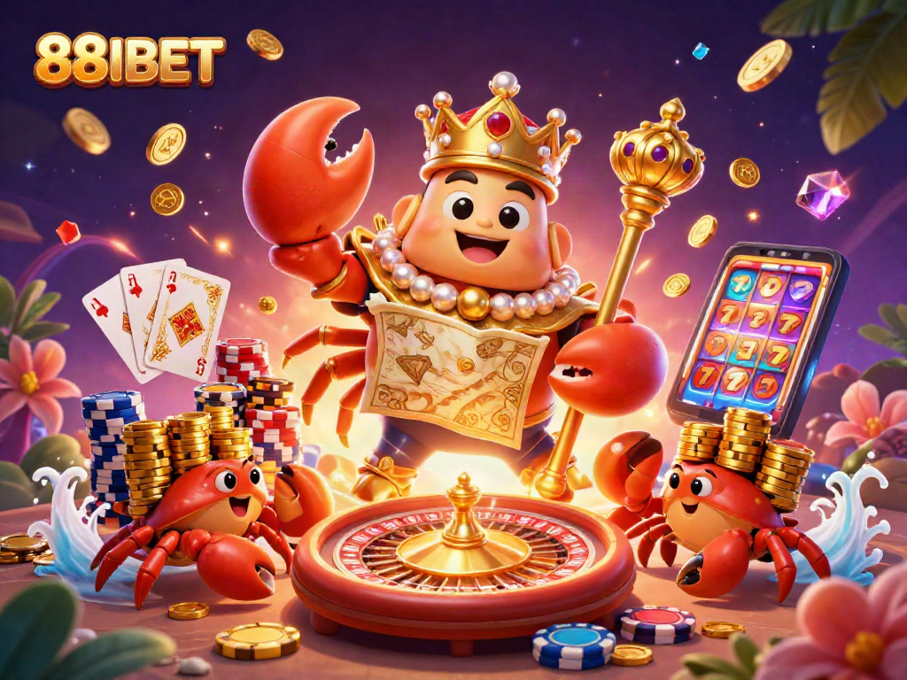 Engage in thrilling gambling fun with 88IBET's vibrant 3D casino illustration.