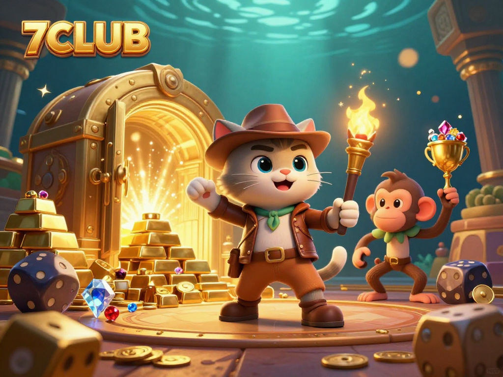 Experience thrilling adventures at 7CLUB as the archaeologist cat discovers treasures amidst casino artifacts.