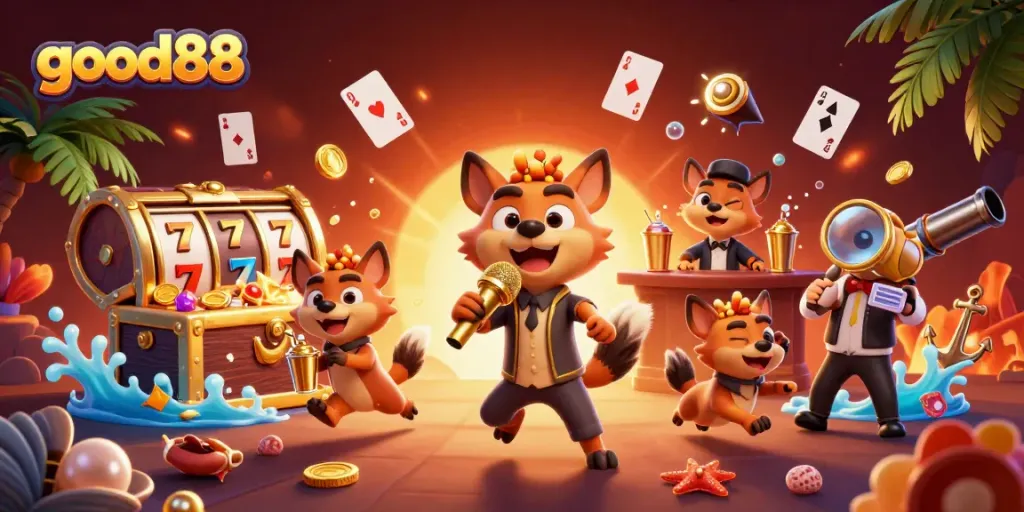 Experience thrilling fun at good88's vibrant comedy casino club scene with hyenas in action.