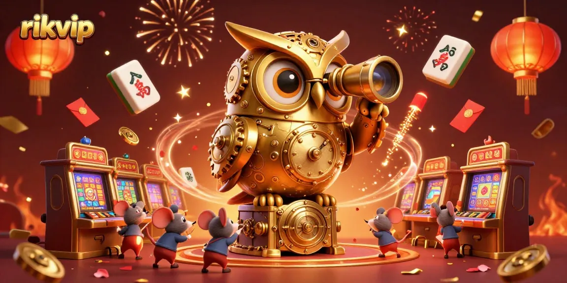 Experience thrilling gameplay with rikvip as the clockwork owl watches over lively casino action.