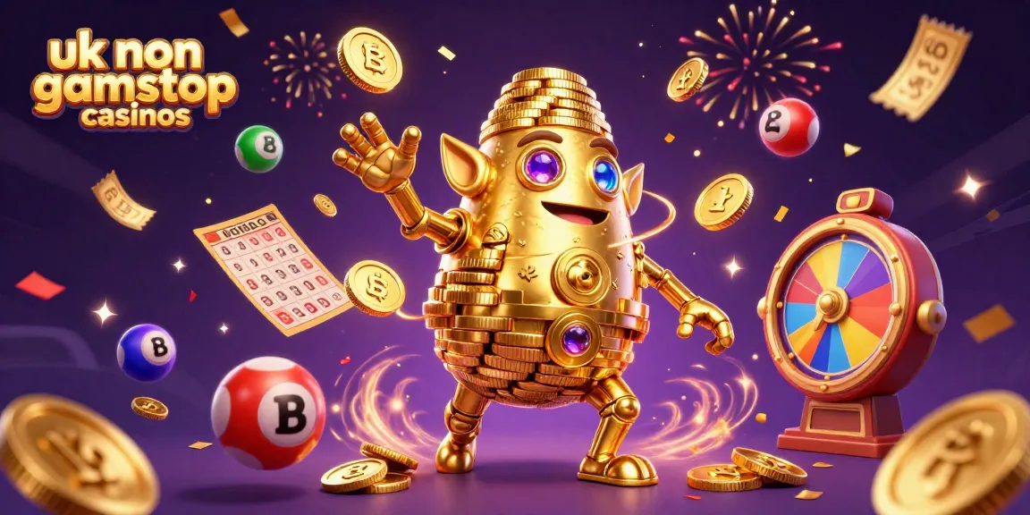 Engage with thrilling action at uk non gamstop casinos featuring gold golem, lottery balls, and energetic casino elements.