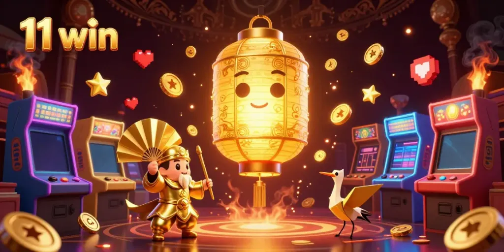 Experience thrilling gaming action at 11 win with an enchanting golden lantern spirit at a vibrant casino.