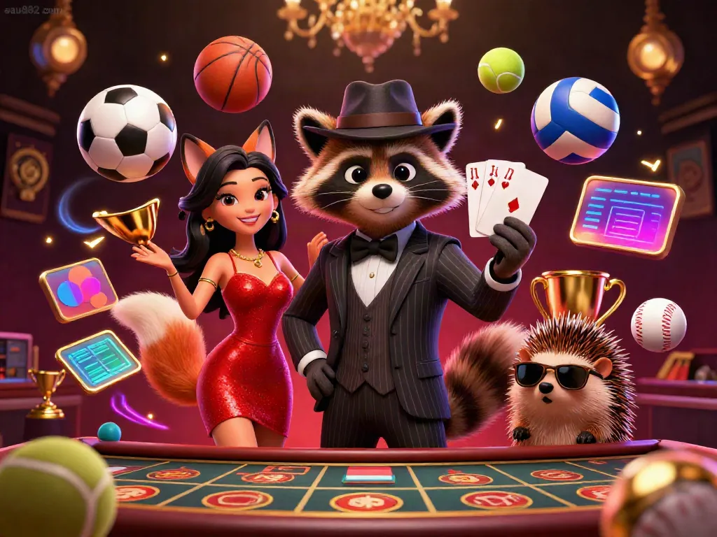 Experience vibrant casino action with aau882 com in this energetic 3D illustration featuring dynamic characters and game elements.