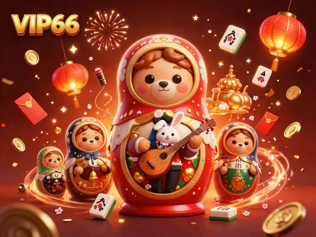 Players enjoy the excitement of VIP66 casino games amidst vibrant celebrations and traditional symbols.