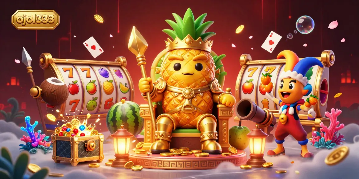 Get ready to experience ojol333 in a vibrant casino scene with a tropical king and treasures!