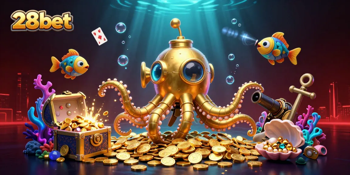 Experience thrilling gameplay at 28bet with a colorful underwater casino scene filled with treasure and excitement.