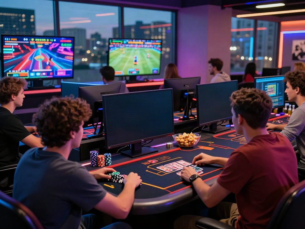 Engaged players at TX88 gaming table showcasing dynamic online betting activities and vibrant atmosphere.