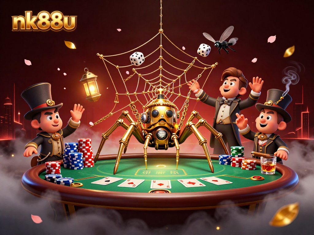 Experience thrilling gameplay with nk88u, featuring a steampunk spider and poker dynamics.