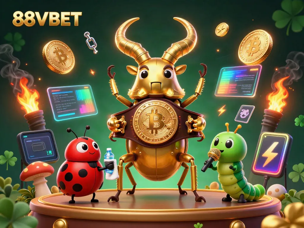 Experience thrilling action at 88VBET with gaming elements and dynamic characters in a vivid 3D casino illustration.