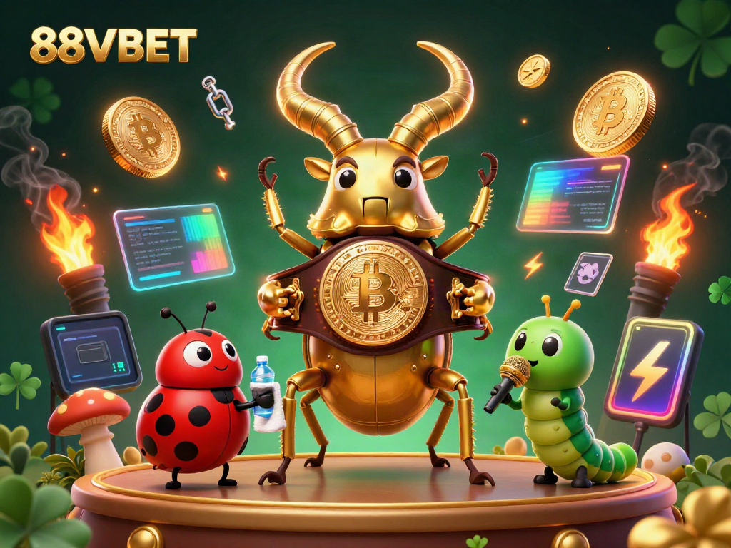 Experience thrilling action at 88VBET with gaming elements and dynamic characters in a vivid 3D casino illustration.