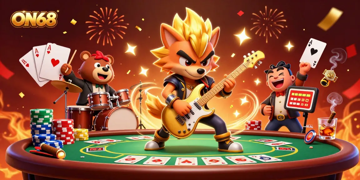 Win big at ON68 while enjoying a vibrant casino scene filled with poker chips and celebration!