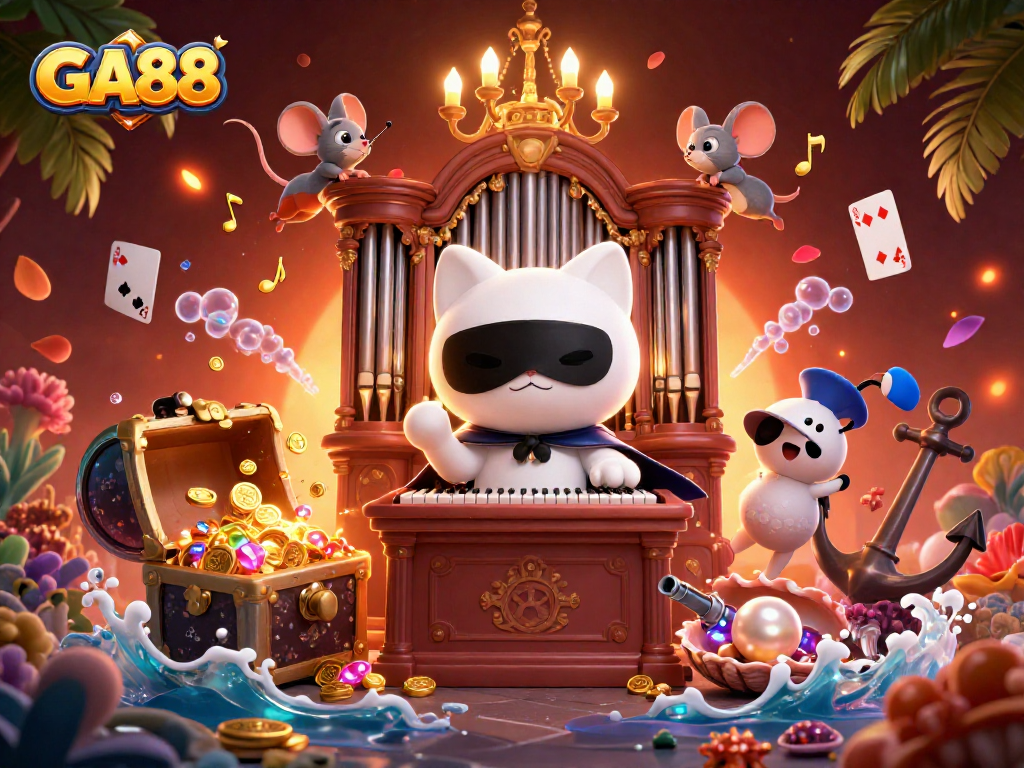 Experience GA88's enchanting casino magic with our captivating phantom cat and vibrant game elements.