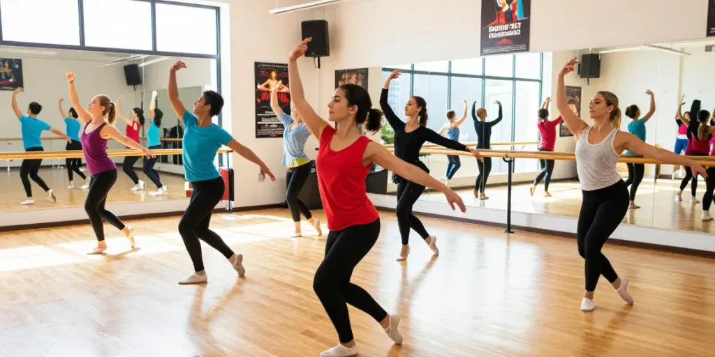 Dynamic rehearsal at kineticsynergydancecompany.com, featuring dancers in colorful attire, reflecting creativity and energy.