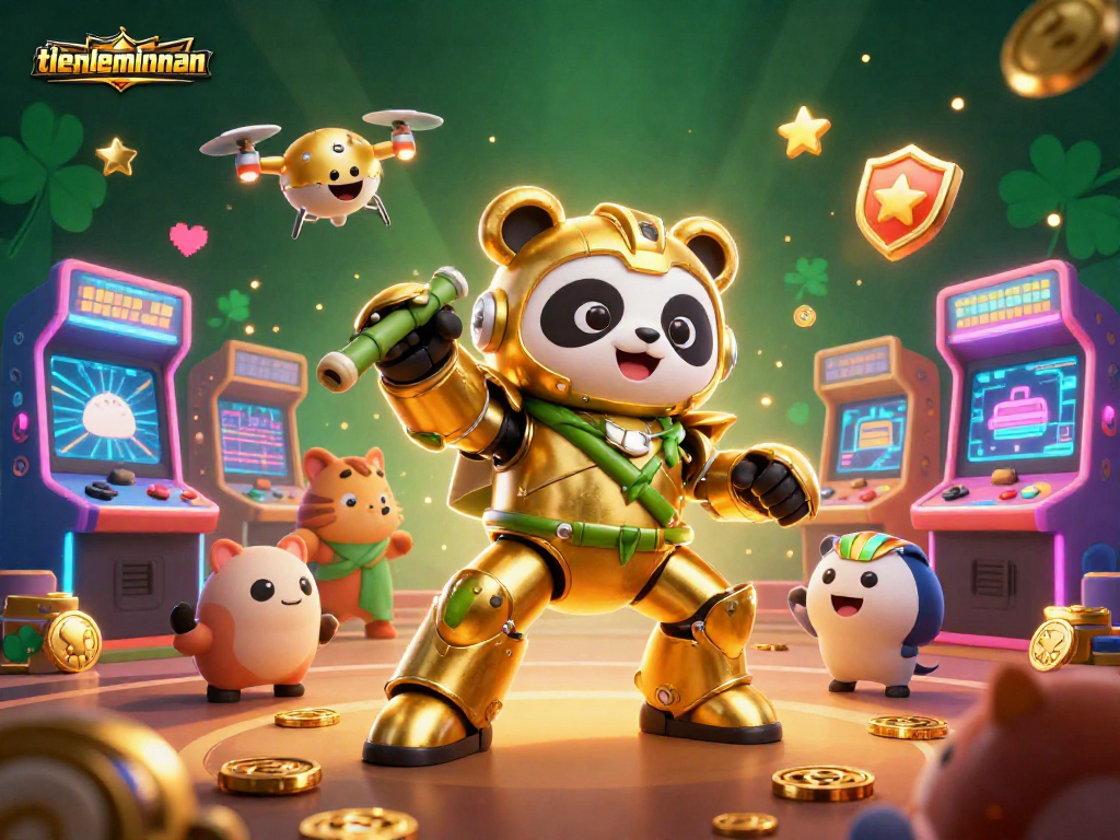 Engage with the exciting gameplay at tienlenmiennam, featuring a dynamic panda warrior in a gaming arena.
