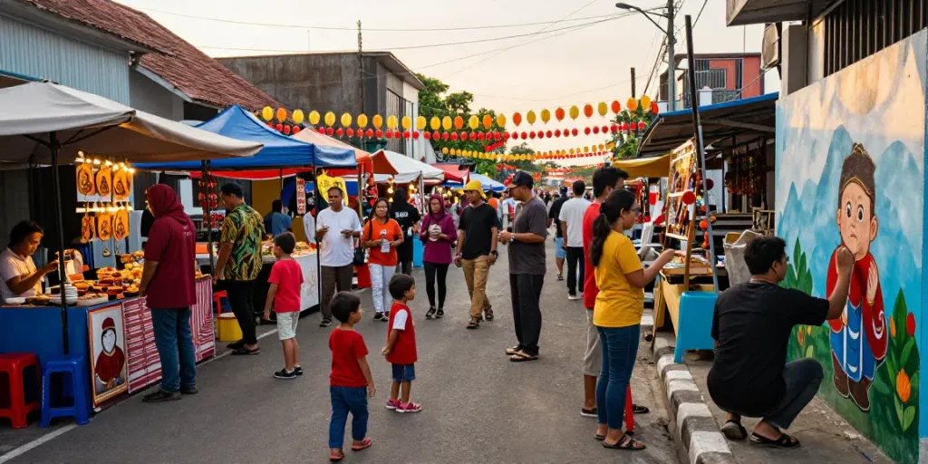 Vibrant urban festival scene in Lampung showcasing local culture and community at Siger Fest, highlighting activities and engagement.