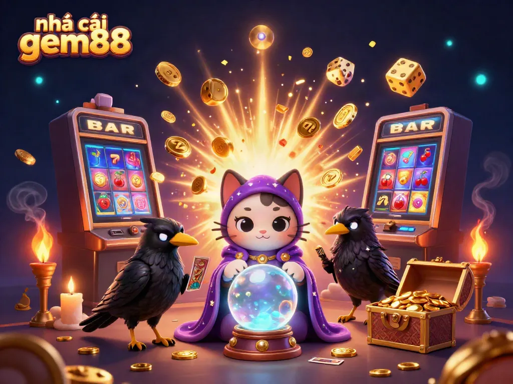Engage with the immersive world of nhà cái gem88's casino games featuring dynamic 3D characters and vibrant slot elements.