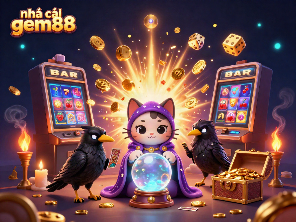 Engage with the immersive world of nhà cái gem88's casino games featuring dynamic 3D characters and vibrant slot elements.
